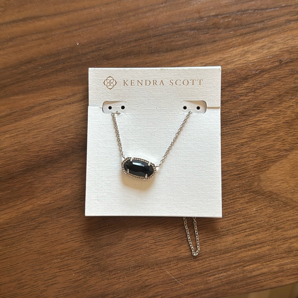 Kendra Scott silver & onyx “Elisa” necklace - never worn, new.